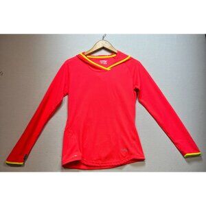Saucony Womens Running Shirt Top Hooded Activewear Sz M Orange Red